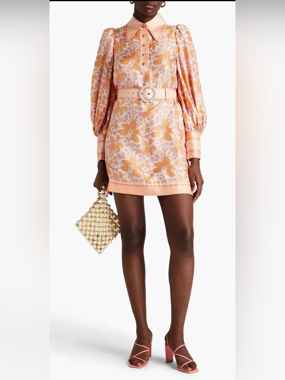 ZIMMERMANN Floral-Print Silk-Twill Mini Shirt Dress Sz 2 worn 1x